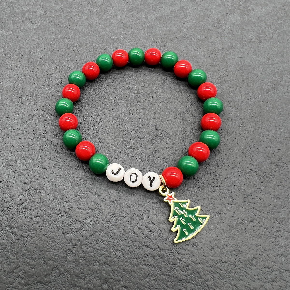 Wholesale Christmas Beaded Letter Elastic Christmas Tree Bracelet